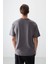 Koyu Gri Pamuklu Kalın Yumuşak Dokulu Oversize Fit Baskılı Erkek T-Shirt - 88373 5