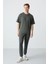 Haki Pamuklu Kalın Yumuşak Dokulu Oversize Fit Basic Erkek Eşofman Takım - 85261 1