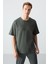Haki Pamuklu Kalın Yumuşak Dokulu Oversize Fit Basic Erkek Eşofman Takım - 85261 2