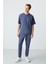 Petrol Pamuklu Kalın Yumuşak Dokulu Oversize Fit Basic Erkek Eşofman Takım - 85261 1