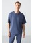 Petrol Pamuklu Kalın Yumuşak Dokulu Oversize Fit Basic Erkek Eşofman Takım - 85261 2