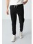 Ekru Siyah Pamuklu Kalın Yumuşak Dokulu Oversize Fit Basic Erkek Eşofman Takım - 85261 2