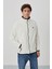 Ekru Yazı Nakışlı Dik Yaka Fermuarlı Standart Kalıp Erkek Sweatshirt Polar - 87992 1