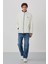 Ekru Yazı Nakışlı Dik Yaka Fermuarlı Standart Kalıp Erkek Sweatshirt Polar - 87992 2