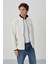 Ekru Yazı Nakışlı Dik Yaka Fermuarlı Standart Kalıp Erkek Sweatshirt Polar - 87992 3