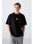 Siyah Pamuklu Kalın Yumuşak Dokulu Oversize Fit Baskılı Erkek T-Shirt - 88350 1