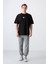 Siyah Pamuklu Kalın Yumuşak Dokulu Oversize Fit Baskılı Erkek T-Shirt - 88350 2