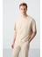 Bej Pamuklu Kalın Yumuşak Dokulu Oversize Fit Basic Erkek Eşofman Takım - 85261 3