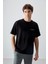 Siyah Pamuklu Kalın Yumuşak Dokulu Oversize Fit Baskılı Erkek T-Shirt - 88375 4