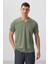 Açık Yeşil Basic Kısa Kol Standart Kalıp V Yaka Erkek T-Shirt - 87912 1