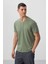 Açık Yeşil Basic Kısa Kol Standart Kalıp V Yaka Erkek T-Shirt - 87912 4