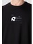 Siyah Pamuklu Kalın Yumuşak Dokulu Oversize Fit Baskılı Erkek T-Shirt - 88350 3