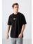 Siyah Pamuklu Kalın Yumuşak Dokulu Oversize Fit Baskılı Erkek T-Shirt - 88350 4