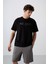 Siyah Pamuklu Kalın Yumuşak Dokulu Oversize Fit Baskılı Erkek T-Shirt - 88345 4