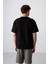 Siyah Pamuklu Kalın Yumuşak Dokulu Oversize Fit Baskılı Erkek T-Shirt - 88345 5