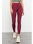 Bordo Yüksek Bel Toparlayıcı Slim Fit Dar Paça Kadın Tayt - 94011 2