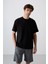 Siyah Pamuklu Kalın Yumuşak Dokulu Oversize Fit Baskılı Erkek T-Shirt - 88343 1