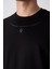 Siyah Pamuklu Kalın Yumuşak Dokulu Oversize Fit Baskılı Erkek T-Shirt - 88343 3