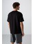 Siyah Pamuklu Kalın Yumuşak Dokulu Oversize Fit Baskılı Erkek T-Shirt - 88343 5