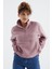 Gül Kurusu Yarım Fermuar Etek Ucu Büzgülü Kadın Polar Oversize Sweatshirt - 97171 3