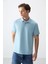 Açık Mavi Pamuklu Kalın Yumuşak Dokulu Polo Yaka Oversize Fit Basic Erkek T- Shirt - 88381 1