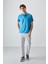 Petrol Mavi Pamuklu Kalın Yumuşak Dokulu Polo Yaka Oversize Fit Basic Erkek T- Shirt - 88381 3
