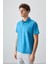Petrol Mavi Pamuklu Kalın Yumuşak Dokulu Polo Yaka Oversize Fit Basic Erkek T- Shirt - 88381 4