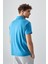 Petrol Mavi Pamuklu Kalın Yumuşak Dokulu Polo Yaka Oversize Fit Basic Erkek T- Shirt - 88381 5