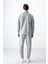 Gri Melanj Yüzeyi Dokulu Standart Fit Nakışlı Erkek Eşofman Takım - 85248 5