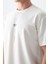 Ekru Pamuklu Kalın Yumuşak Dokulu Oversize Fit Baskılı Erkek T-Shirt - 88373 3