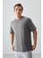 Koyu Gri %100 Pamuk Kalın Yumuşak Dokulu Oversize Fit Basic Erkek T-Shirt - 88353 1