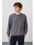 Koyu Gri Pamuk Yumuşak Dokulu Standart Fit Basic Erkek Sweatshirt - 88363 1