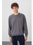 Koyu Gri Pamuk Yumuşak Dokulu Standart Fit Basic Erkek Sweatshirt - 88363 3