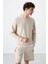 Bej Basic O Yaka Rahat Form Erkek Sweatshirt - 88053 1