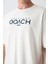 Ekru Pamuklu Kalın Yumuşak Dokulu Oversize Fit Baskılı Erkek T-Shirt - 88329 3