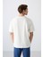 Ekru Pamuklu Kalın Yumuşak Dokulu Oversize Fit Baskılı Erkek T-Shirt - 88329 5
