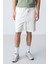Ekru Pamuklu Kalın Yumuşak Dokulu Standart Fit Basic Erkek Şort - 81275 1