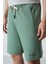 Açık Yeşil Pamuklu Kalın Yumuşak Dokulu Standart Fit Basic Erkek Şort - 81276 3