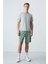 Açık Yeşil Pamuklu Kalın Yumuşak Dokulu Standart Fit Basic Erkek Şort - 81276 5