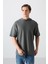 Haki Pamuklu Kalın Yüzeyi Dokulu Oversize Fit Basic Erkek T-Shirt - 88335 1