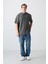 Haki Pamuklu Kalın Yüzeyi Dokulu Oversize Fit Basic Erkek T-Shirt - 88335 2