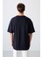 Lacivert Pamuklu Kalın Yumuşak Dokulu Oversize Fit Baskılı Erkek T-Shirt - 88326 5