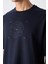 Lacivert Pamuklu Kalın Yumuşak Dokulu Oversize Fit Baskılı Erkek T-Shirt - 88324 3