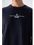 Lacivert Pamuklu Kalın Yumuşak Dokulu Oversize Fit Baskılı Erkek T-Shirt - 88321 2