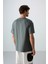 Haki Pamuklu Kalın Yumuşak Dokulu Oversize Fit Baskılı Erkek T-Shirt - 88329 5