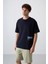 Lacivert Pamuklu Kalın Yumuşak Dokulu Oversize Fit Baskılı Erkek T-Shirt - 88322 4