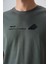 Haki Pamuklu Kalın Yumuşak Dokulu Oversize Fit Baskılı Erkek T-Shirt - 88330 2