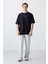 Lacivert Pamuklu Kalın Yumuşak Dokulu Oversize Fit Baskılı Erkek T-Shirt - 88323 2
