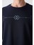 Lacivert Pamuklu Kalın Yumuşak Dokulu Oversize Fit Baskılı Erkek T-Shirt - 88323 3
