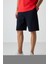 Fiesta - Lacivert Pamuklu Kalın Yumuşak Dokulu Oversize Fit Basic Erkek Şort Takım - 85249 5